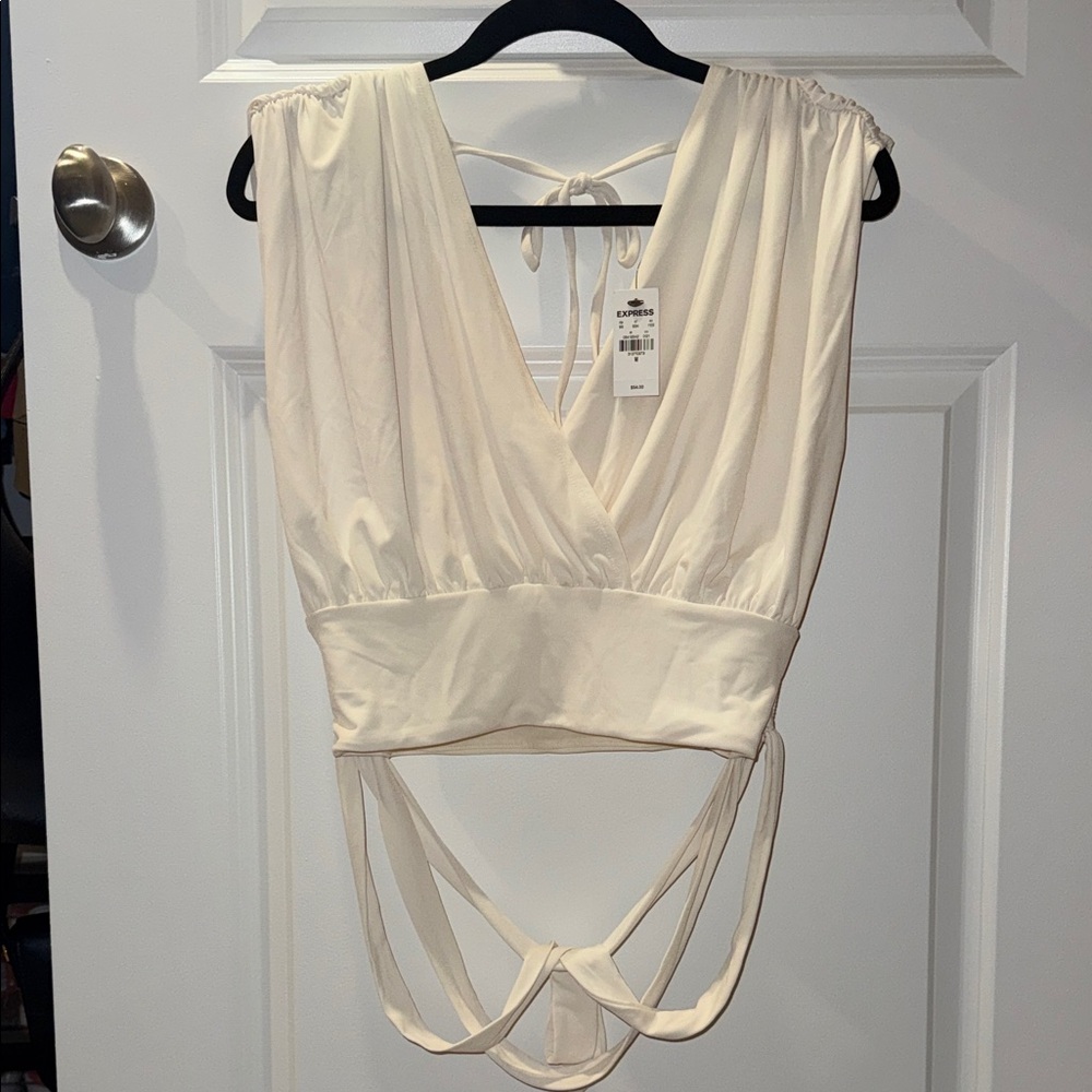 Express Cream Wrap Blouse
